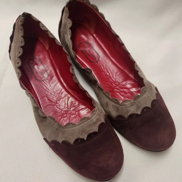 Vintage RUE DU JOUR Paris Suede Ballet Flats Shoes Made In Italy Size 40 US 9 - Picture 2 of 15